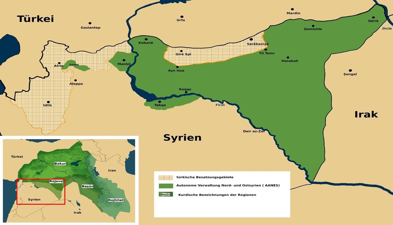 Karte Autonome Verwaltung Nord- und Ostsyrien